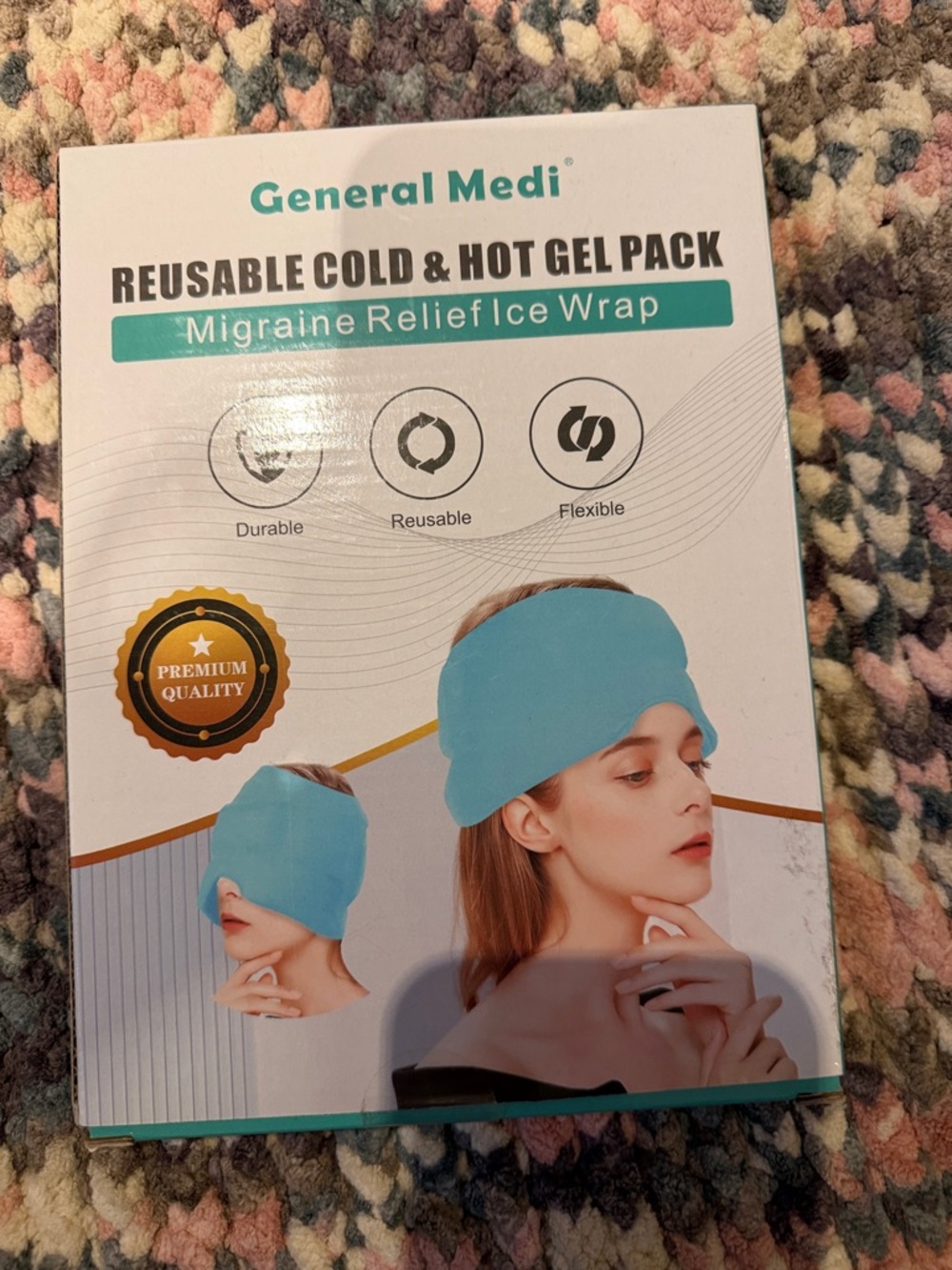 General Medi Reusable Cold & Hot Gel Migraine Wrap - Light Teal